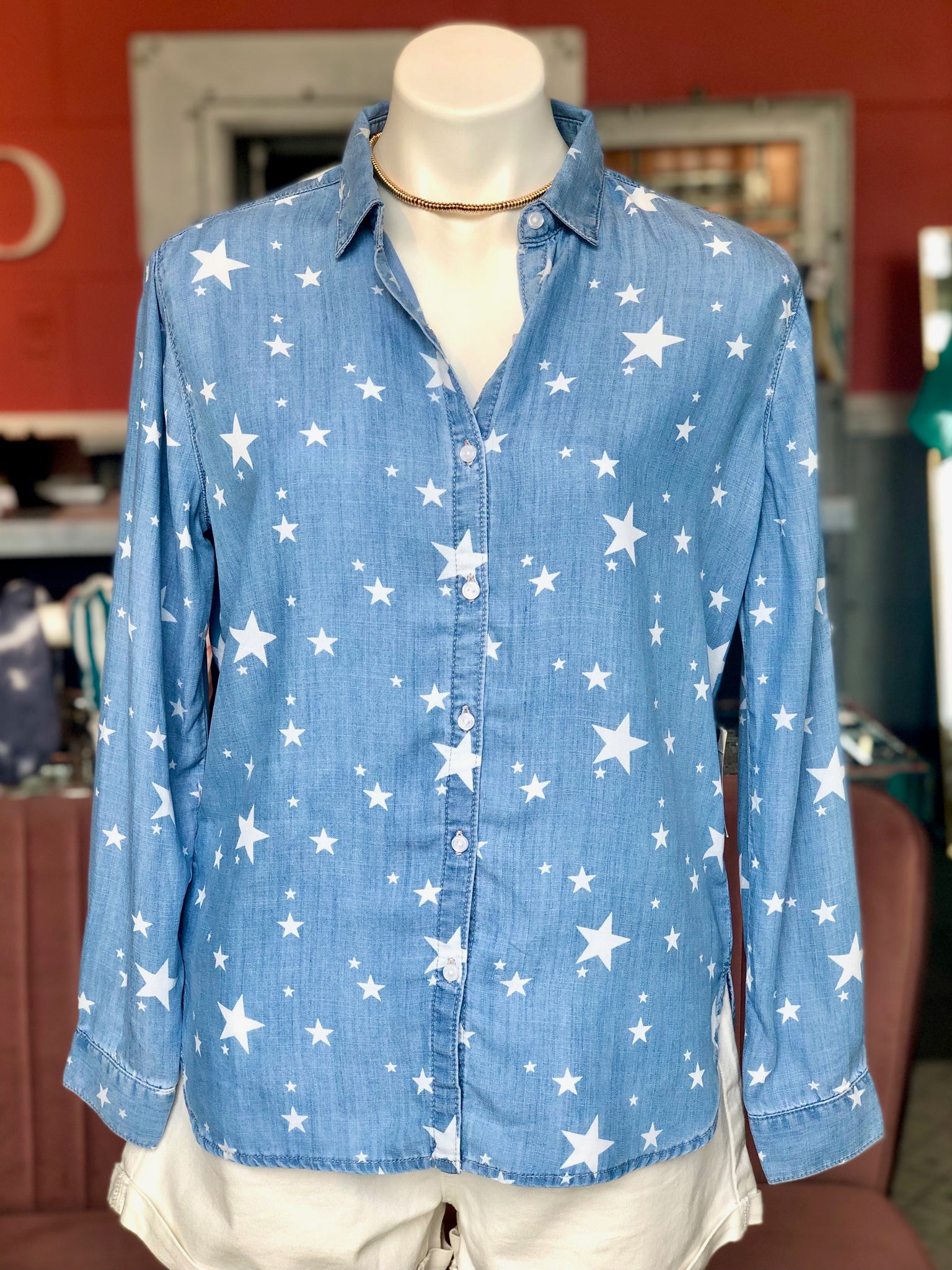 Star Chambray Button Down