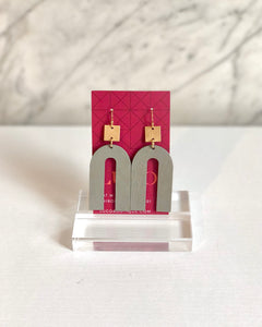 Wood Geo Grey Earring