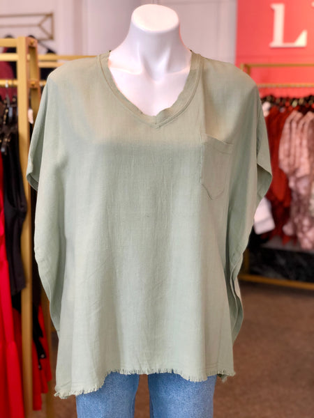 Short Sleeve Pocket Top Sage