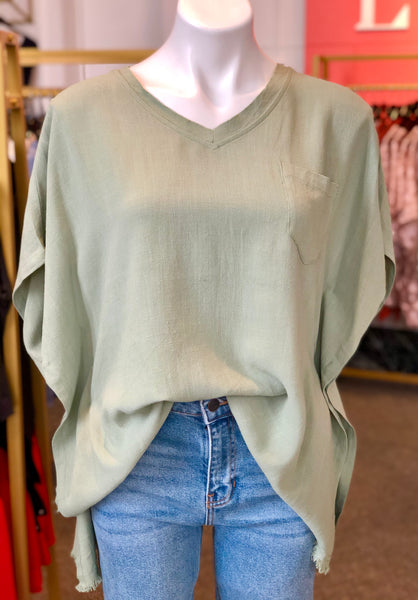 Short Sleeve Pocket Top Sage
