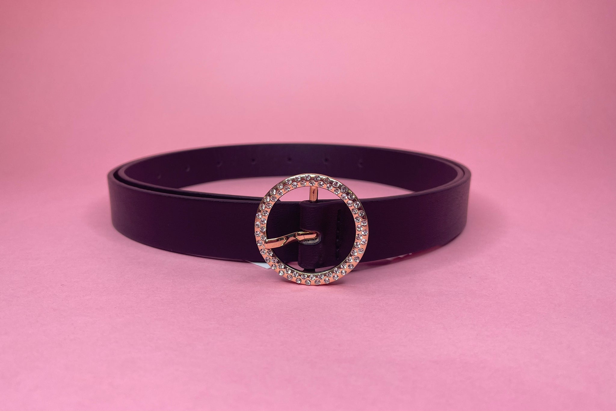 Studded Circle Buckle Belt Black