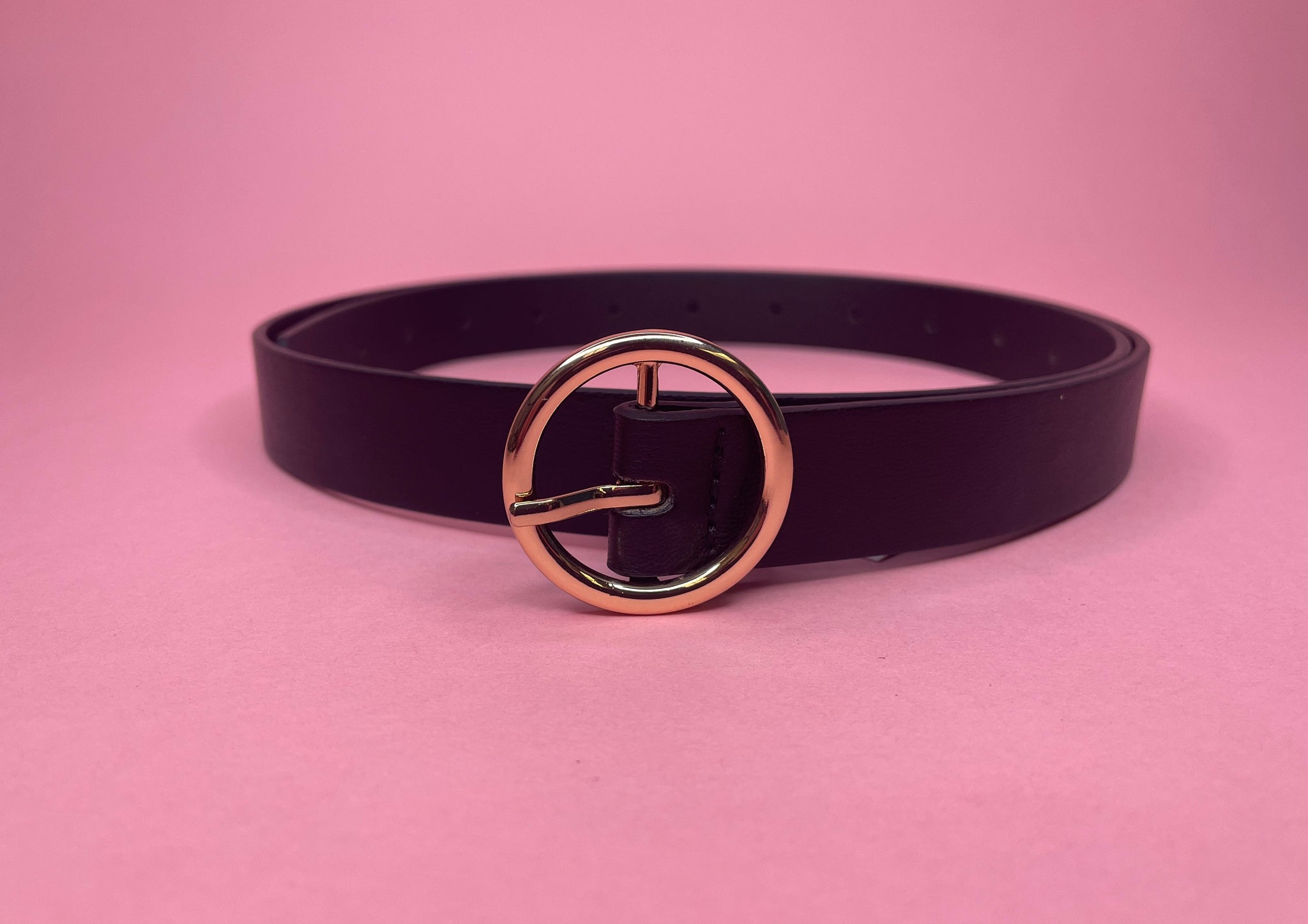 Solid Circle Buckle Belt Black