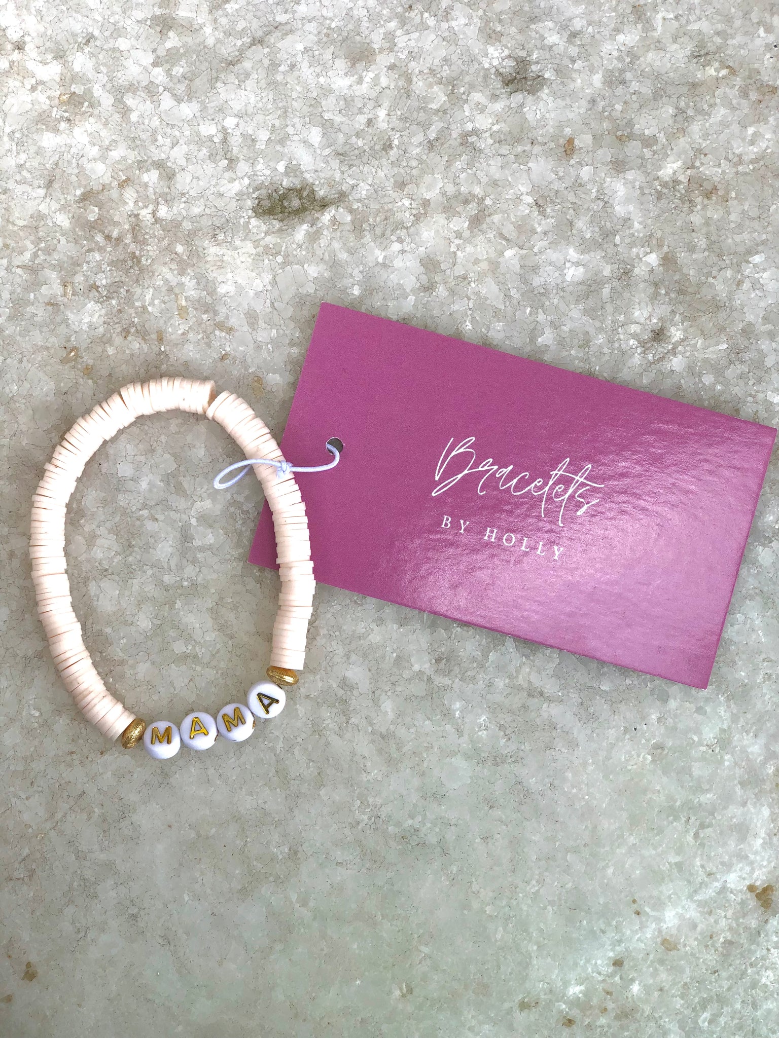BBH Heishi With Letters Bracelet Cream/Mama