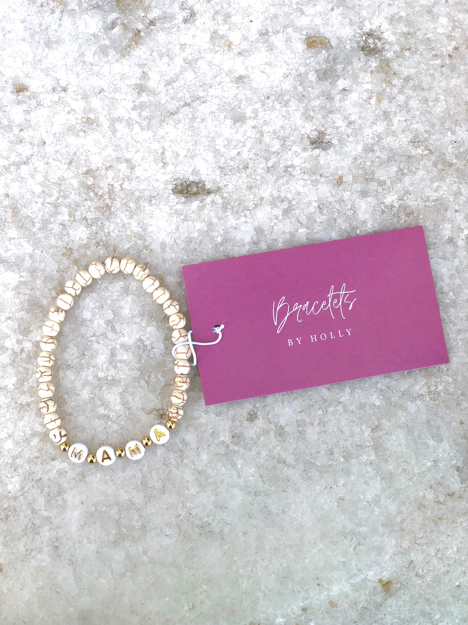BBH Heishi With Letters Bracelet Marbled/Mama