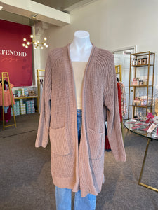 Knitted Long Cardigan  Beige