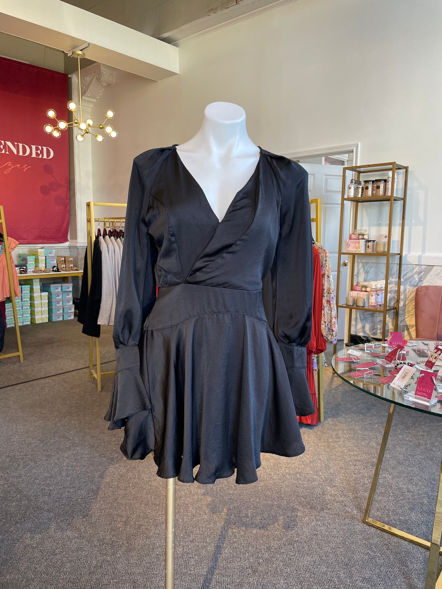 Bow Tie Neck Dress Black