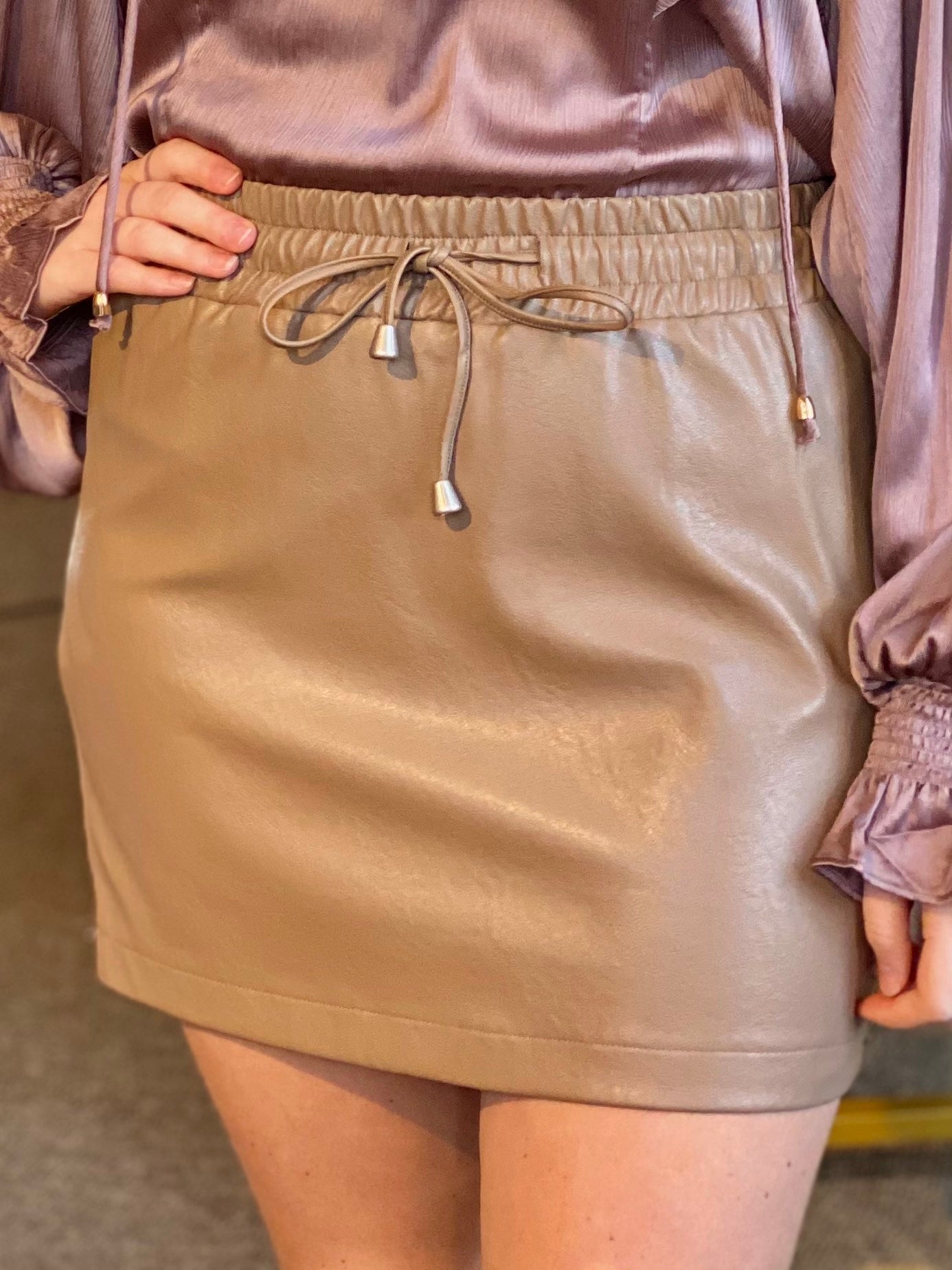 Faux Leather Mini Skirt Brown