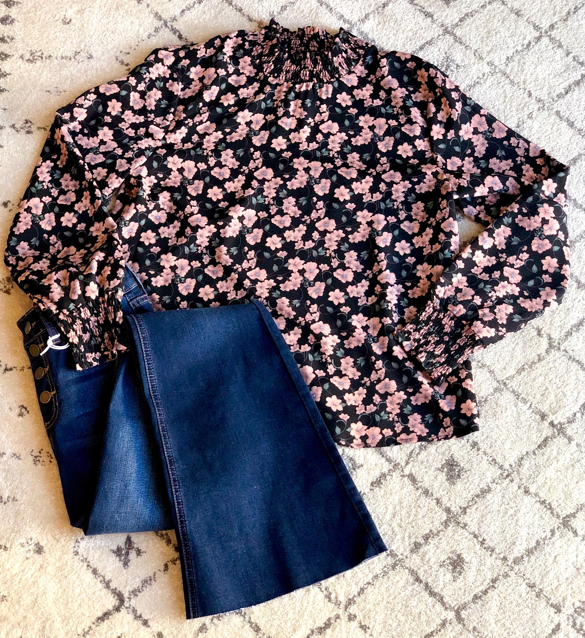 Mock Neck Floral Top