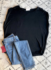 Solid Crepe Boat Neck Black