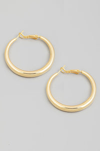 Metallic Tube Latch Hoop Earrings Gold