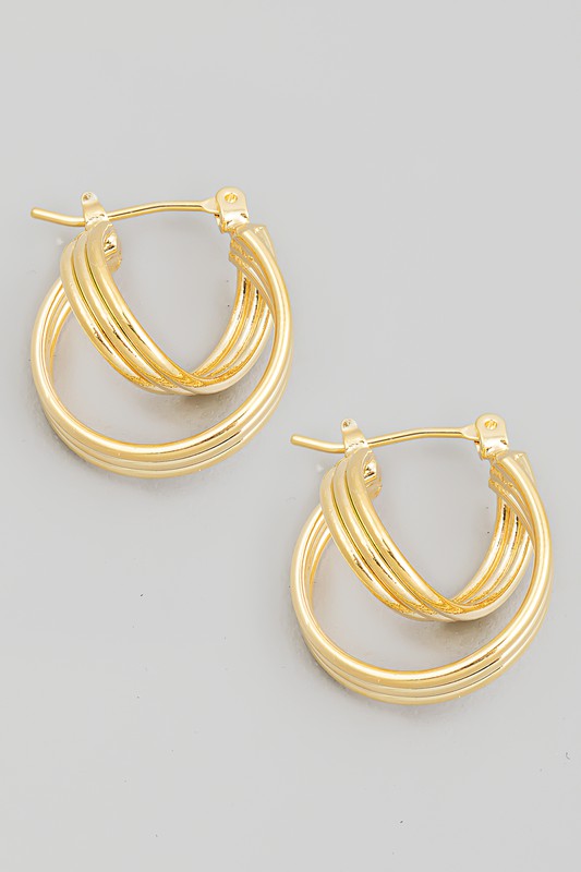Mini Layered Twist Latch Hoop Gold