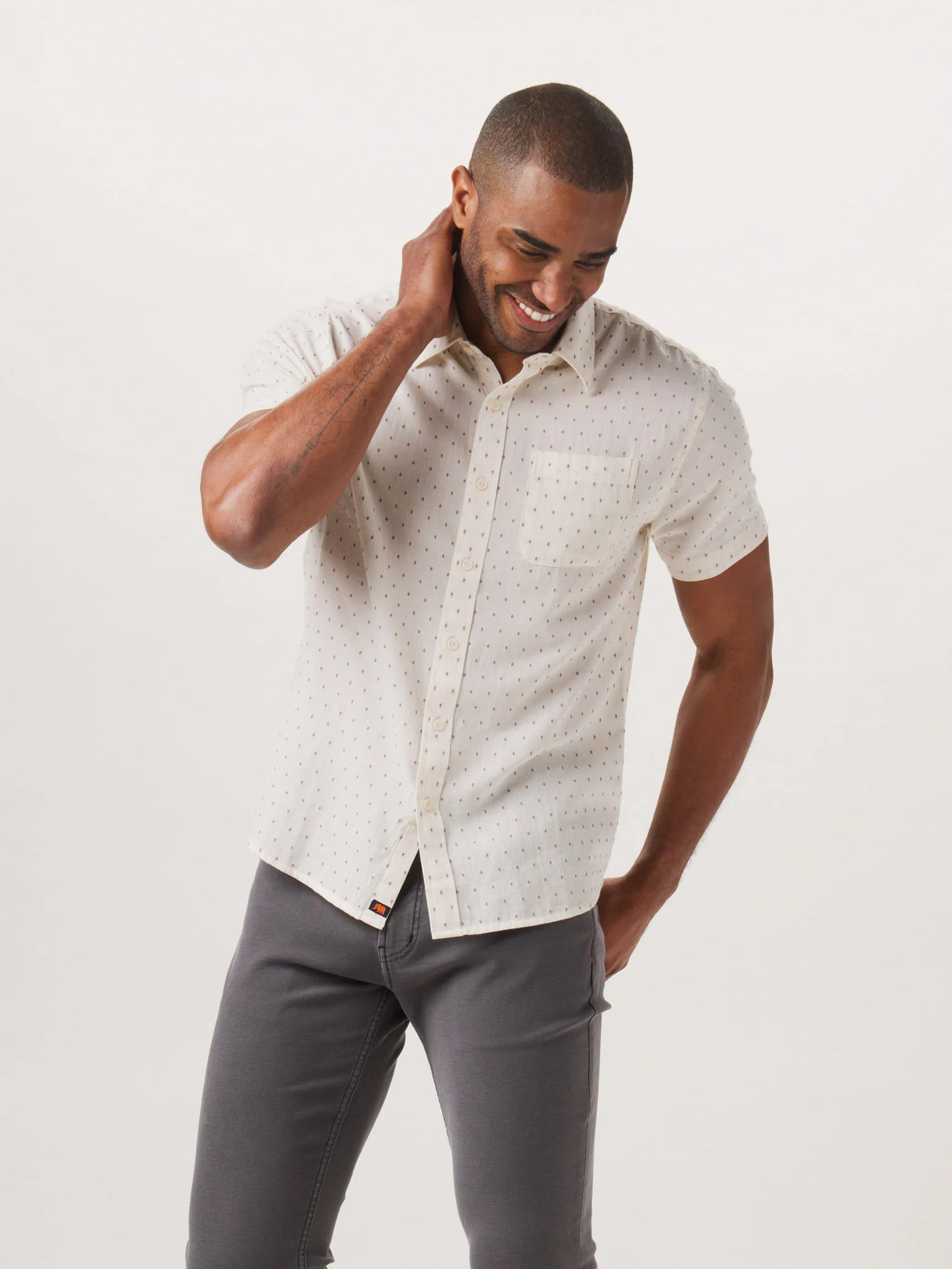 Fresh Water Button Up Shirt — Double Nep Cream Dobby