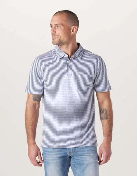 Vintage Slub Pocket Polo — Blue Stripe