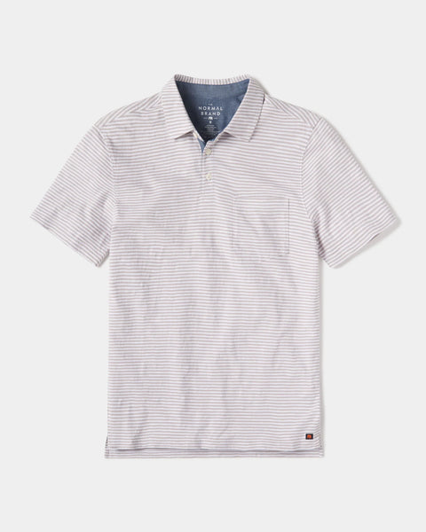 Vintage Slub Pocket Polo — Grey Stripe