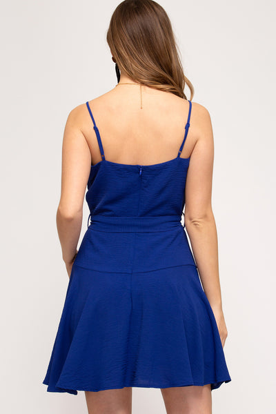 Cowl Neck Flowy Dress Royal Blue