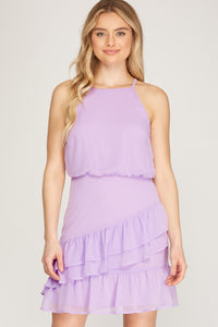 Chiffon Ruffled Dress Lilac