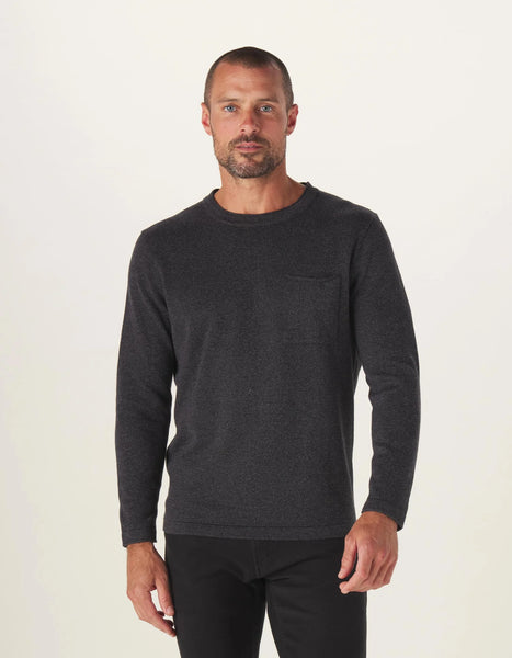 Roll Hem Pocket Crew - Charcoal