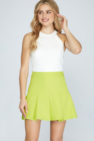 Woven Tennis Skirt Lime