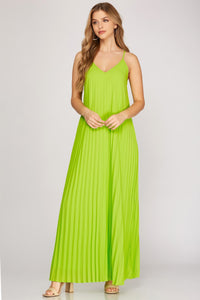 Pleated Woven Cami Maxi Lime