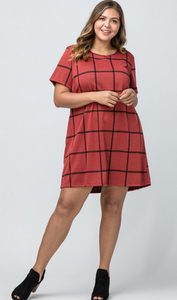 Grid Patterned Dress Sunset