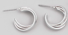 Double Twisted Hoop Earrings Silver