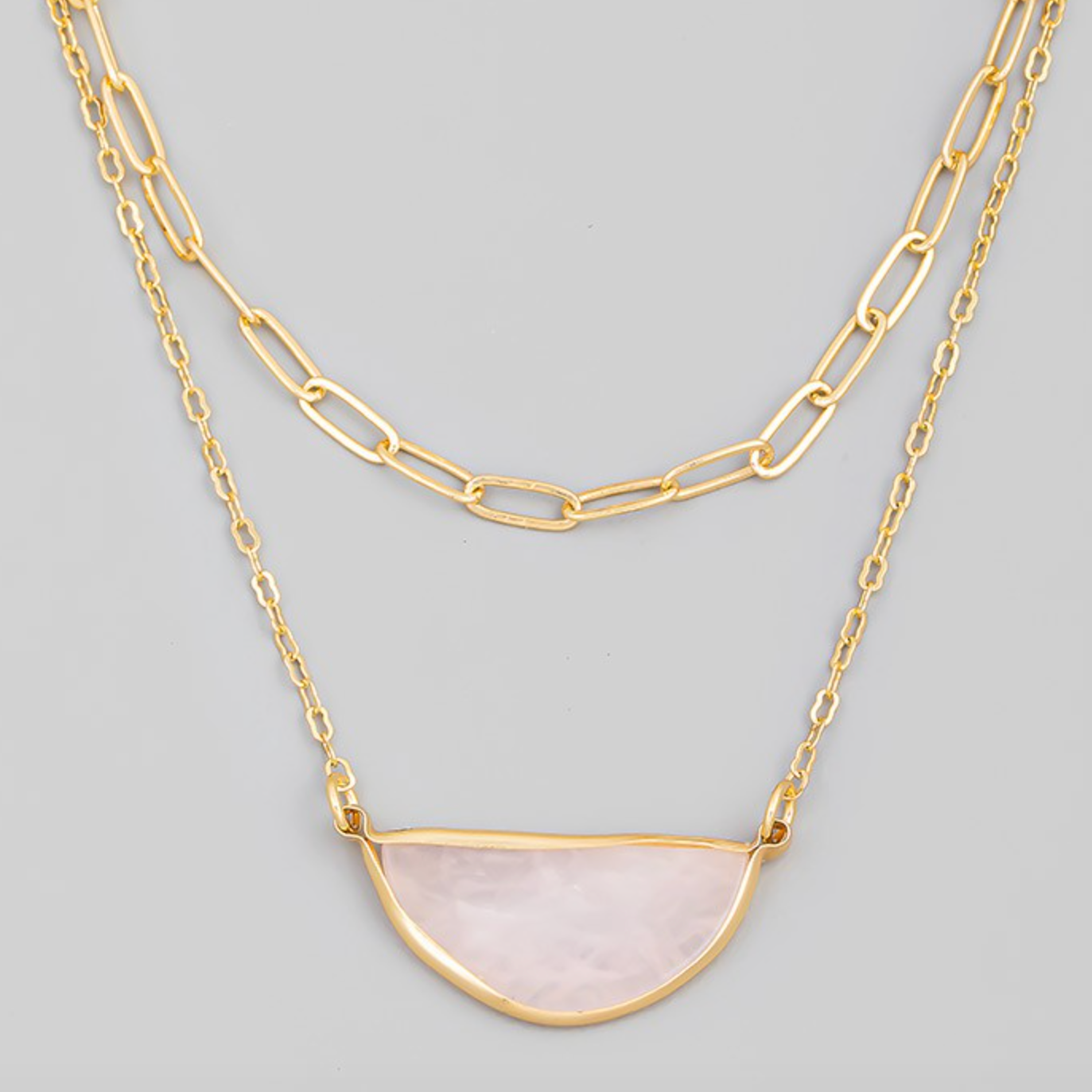 Layered Half with Moon Chain Pink