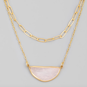 Layered Half with Moon Chain Pink