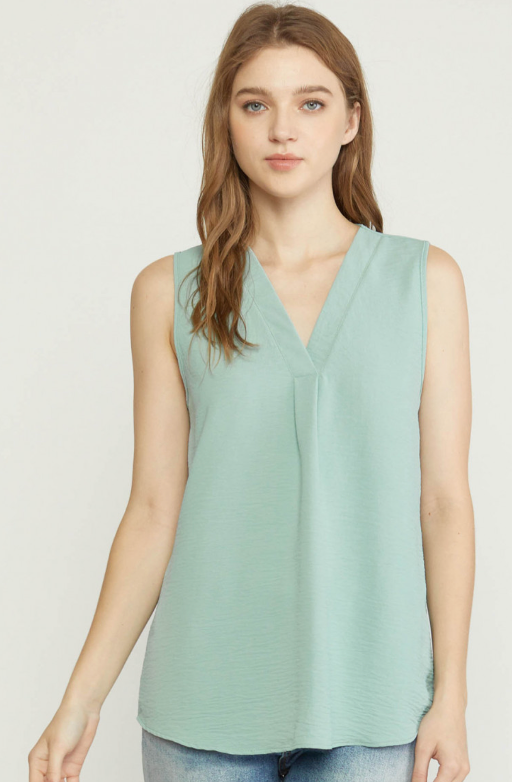 V-Neck Sleeveless Top Aloe