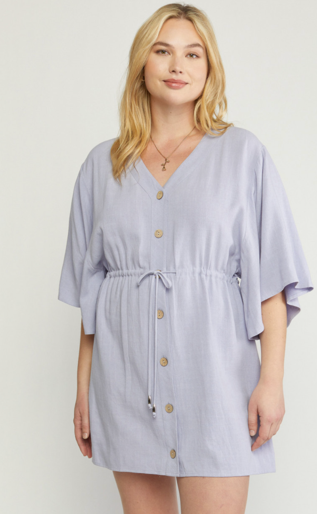 Button Down Dress Dusty Blue