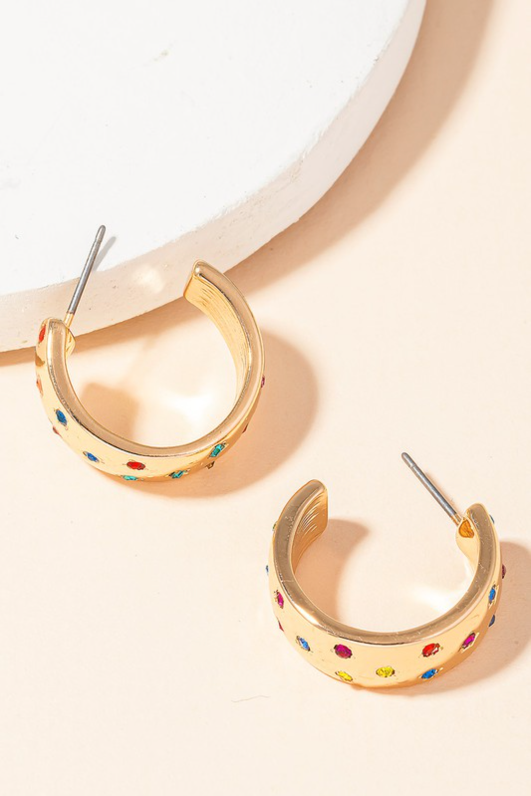 Small Studded Hoop Gold