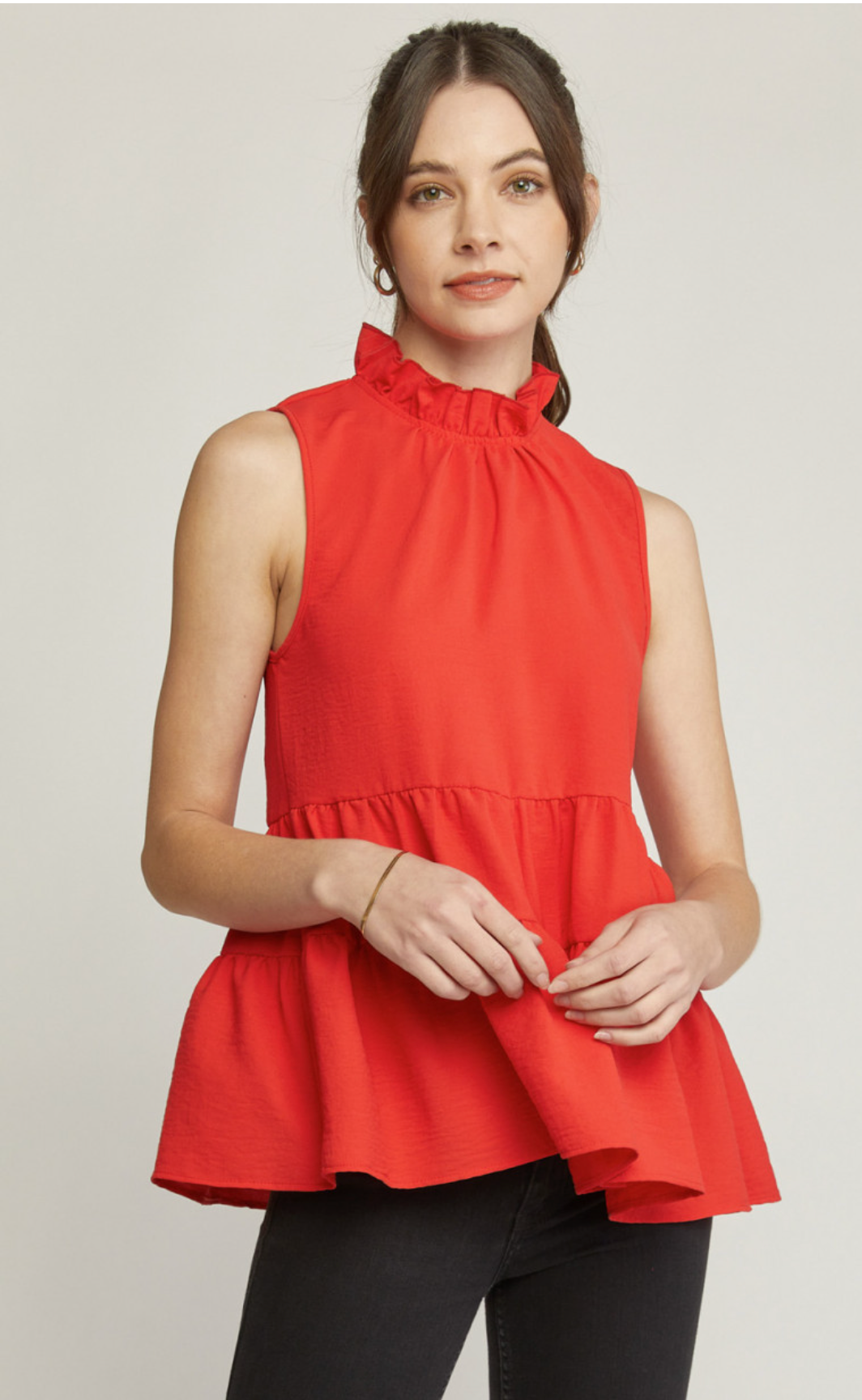 Sleeveless Peplum Top Tangerine