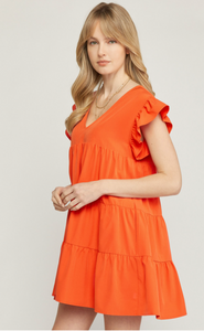 Solid Tiered Dress Orange