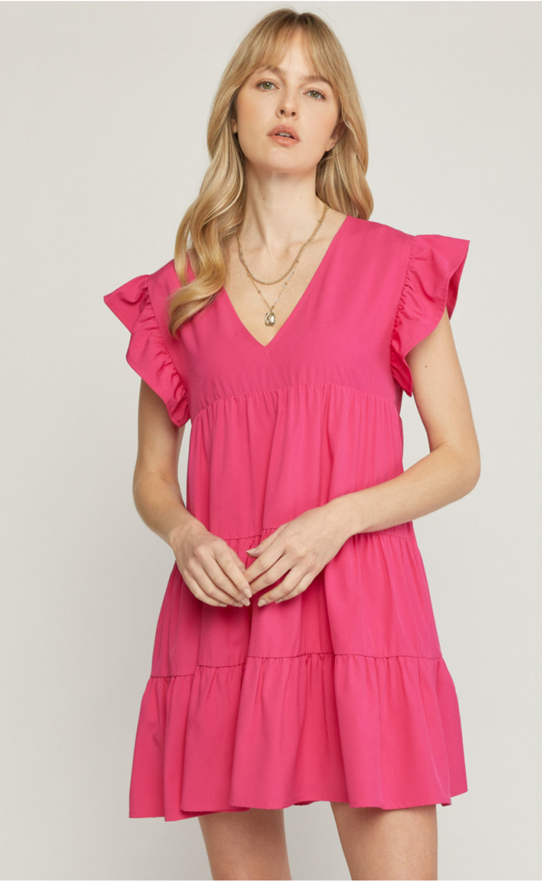 Solid Tiered Dress Magenta