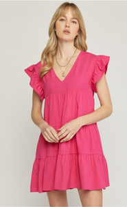 Solid Tiered Dress Magenta