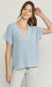 Hi-low Knitted Top Blue
