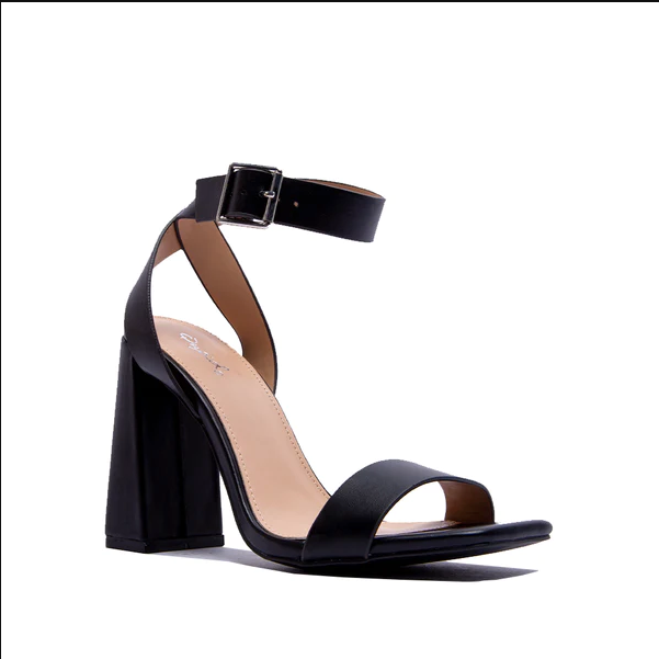 Kancy Single Ankle Strap Heel Black