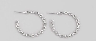 Large Chain Hoop Earring Silver