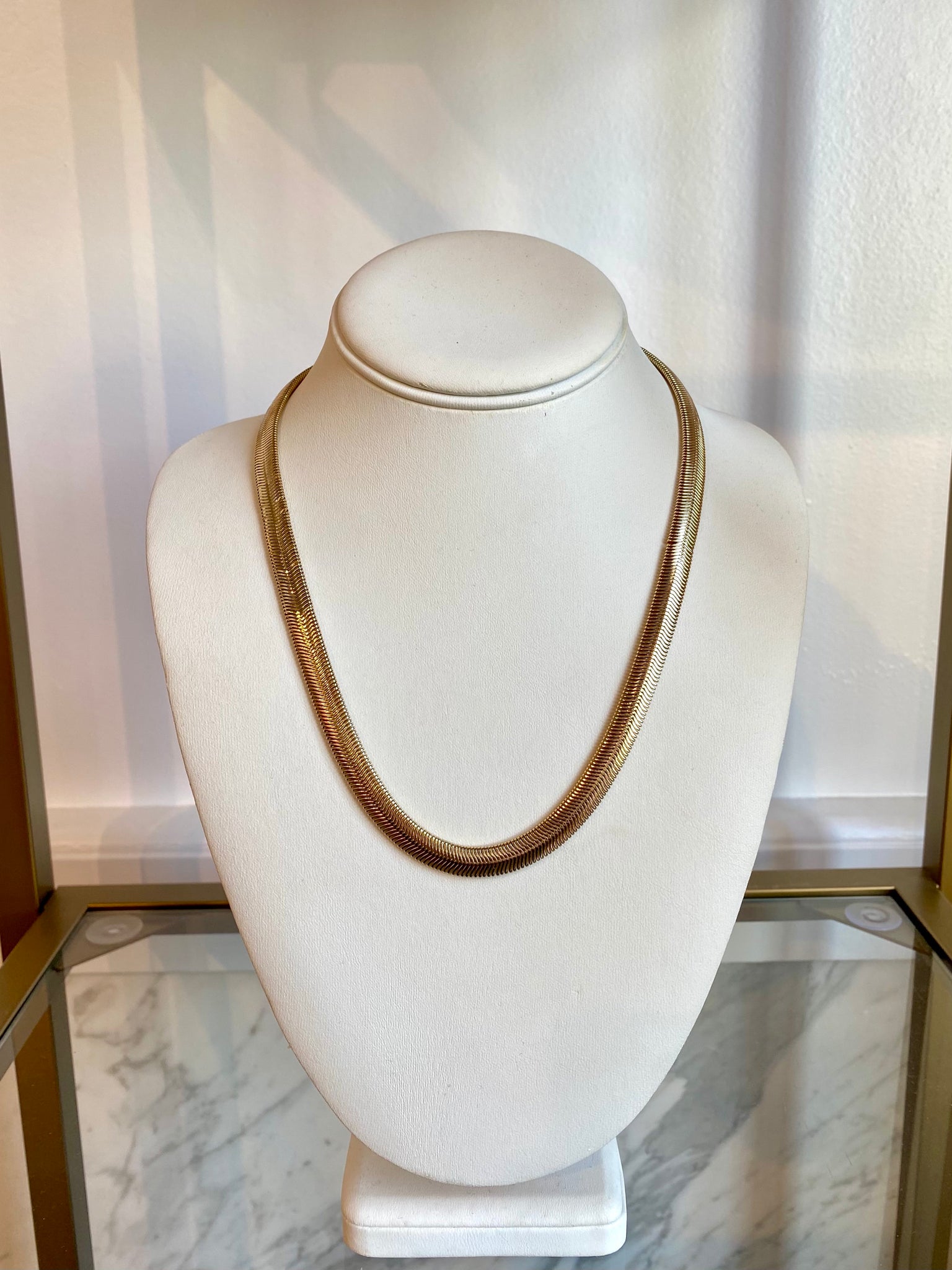 Thick Herringbone Necklace Gold