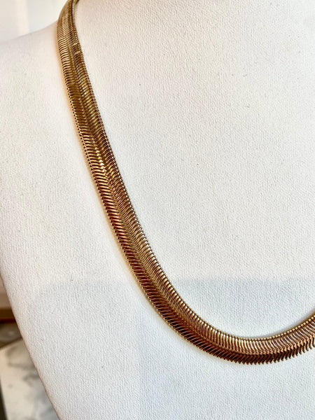 Thick Herringbone Necklace Gold
