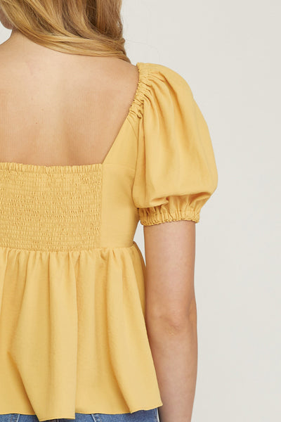 Bubble Sleeve Top Chartreuse