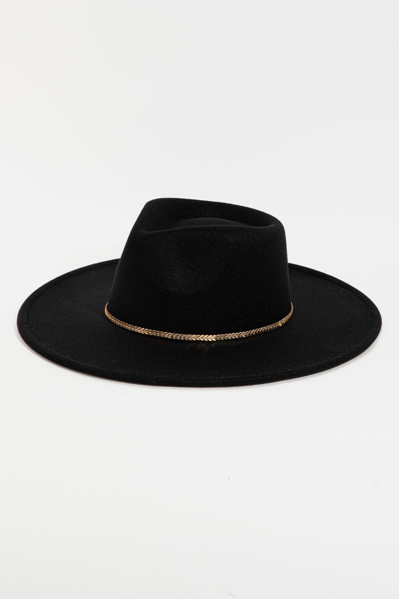 Fedora with Chevron Chain Black