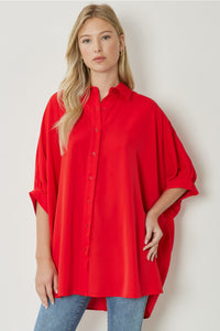 Oversized Dolman Sleeve Top Red