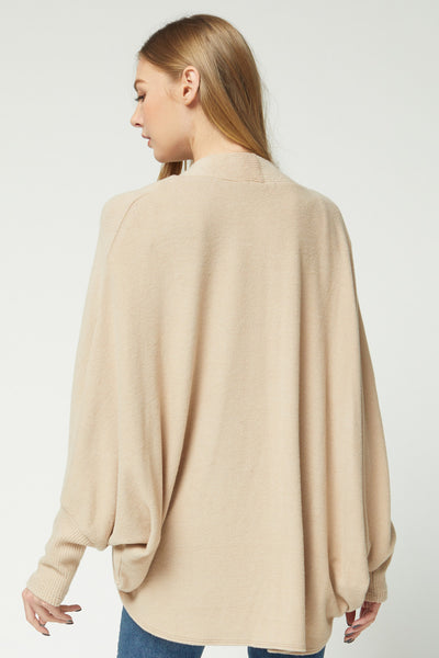Ribbed Detailed Cardigan Sand