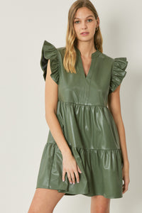 Faux Leather Tiered Mini Olive
