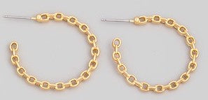 Large Chain Hoop Earring Gold