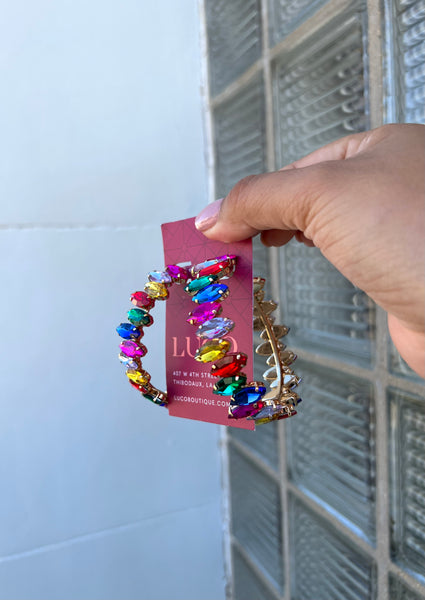 Oversized Studded Hoop Multi