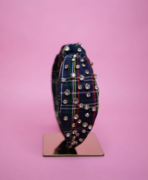 Tartan Navy with Crystals Headband