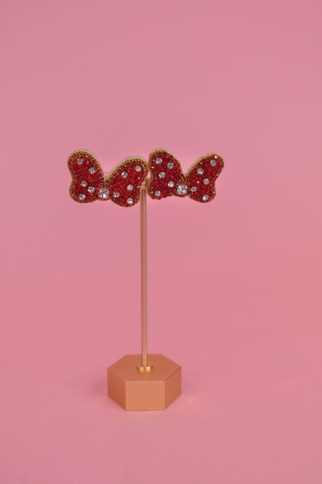 Bow with Rhinestone Stud Earrings