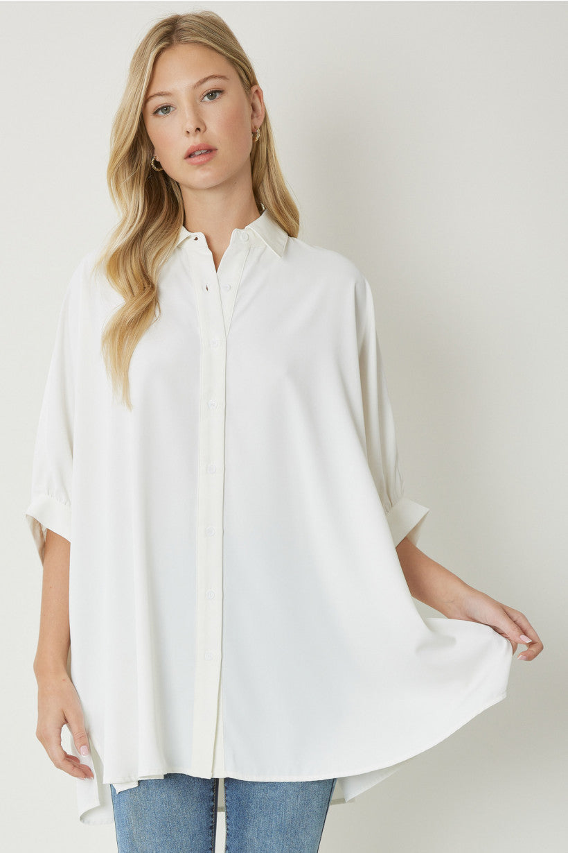 Oversized Dolman Sleeve Top White