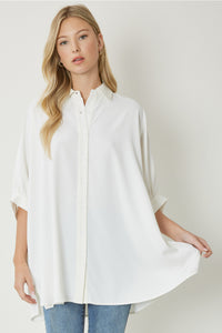 Oversized Dolman Sleeve Top White